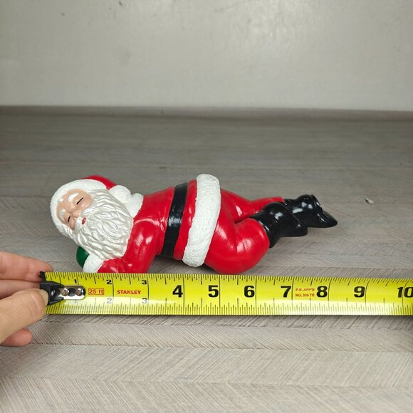 Vintage Ceramic Sleeping Santa Figurine Christmas Decoration Skelf Sitter 9" - Picture 7 of 8